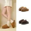 Pantuflas de algodón afelpado para mujer, aumento de altura de 4 cm, suela gruesa, forradas de felpa, pantuflas cálidas, pantuflas de pelo transfronterizas para otoño e invierno 2025