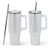 Copo Térmico Transfronteiriço de Aço Inoxidável 40oz Grande Capacidade Glitter Branco Bolsa Modelo com Canudo Escritório Casa Viagem