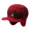 Gorro de invierno para mujer, mujer mayor, forrado de polar, cálido, gorro de lana tejido, gorro para mujer de mediana edad y mayor, gorro con orejeras de pico forrado de polar