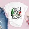 Amazon Tops para Mujer Nuevos Productos Árbol de Navidad Merry Claus Papá Noel Blancos Lindos Tops de Moda para Mujer
