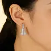 Pendientes Pequeños de Falda con Incrustaciones de Circonita Plateada para Mujer, Exquisitos y Versátiles, Pendientes Elegantes para Damas, Accesorios de Oreja de Lujo Ligero de Nicho