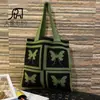 Otoño 2025 Europeo Transfronterizo Amazon Mariposa Portátil de Hombro Bolso de Mano Bolso de Compras de Hilo Tejido