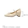 Sapatos Mary Jane com laço estilo francês para mulheres, nova coleção de outono, com salto oculto, design plissado, sapatilhas rasas versáteis para noite