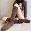 Calcetines de Pierna Calientes Versátiles de Color Sólido, Tejido Elegante en Capas para Otoño e Invierno, con Rayas Verticales Acampanadas y Empalme de Cola de Pavo Real para Mujer