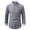 2026 Comercio Exterior Transfronterizo Moda Casual de Primavera y Otoño para Hombre Camisa de Manga Larga de Color Sólido con Cuello Estampado de Moda para Hombre