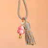 Colgante de calabaza lacada estilo chino tradicional con borlas, llavero, artículo decorativo, cuentas de oración, accesorio para cadena de teléfono