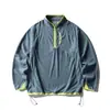 Sudadera con Cremallera Parcial y Cuello Alto de Felpa Nube para Hombre Ajustada Casual Otoño/Invierno Marca de Moda Dobladillo Americano Cordón Ropa Deportiva