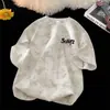Camiseta de manga corta tie-dye resistente estilo americano para hombres y mujeres, estilo de pareja, top fino de verano holgado moderno con estampado de manga corta