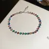 Pulseira com Pingente Redondo de Zircônia Elegante Super Brilhante Design Moderno Versátil Pulseira de Nicho Toque de Luxo Leve Joia de Mão para Mulheres
