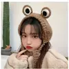 Sombrero de Rana Tejido de Lana para Otoño e Invierno de Mujer Estilo Coreano Moderno Lindo Casco de Rana Sombrero Protector para Orejas Diadema de Rana de Celebridad de Internet