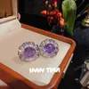 Joyería Palacio Italiano Iris Morado Girasol Piedra Preciosa Collar Banquete Alta Costura Lujo Para Flor Anillo