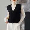 Chaleco con Cremallera sin Mangas para Primavera y Otoño 2025 Chaqueta de Punto para Mujer Estilo Corto Cardigan Cardigan Cuello Corazón Color Sólido Ropa de Mamá