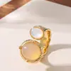 Moda Transfronteriza Personalidad Exagerada Estilo Minimalista Resina de Calcedonia Imitación Anillo Abierto Nicho Joyería de Alta Gama Ajustable