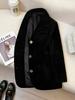 Blazer de Pana Negro Ajustado para Mujer Otoño e Invierno 2025 Nuevo Traje Casual de Alta Calidad