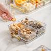 Plato de fruta de lujo ligero, mesa de centro para sala de estar, caja de dulces de vidrio para el hogar, nueva caja de almacenamiento de refrigerios con compartimento, plato de semillas de melón y frutas secas