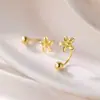 Aretes de Flor con Tornillo para Mujer, Aretes Mini de Lujo Frescos y Sencillos de Nicho, Nuevos Aretes Populares Estilo 2025 con un Toque de Alta Gama para Mujer