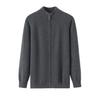 Suéter de Cachemir Puro para Hombre, Casual de Negocios, Cuello Semi Alto, Cárdigan de Punto con Cremallera, Suéter de Manga Larga, Tejido Fino