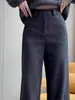 Pantalones rectos gruesos de ajuste slim con lentejuelas grises de moda para mujer, nueva moda otoño e invierno, cintura alta, versátiles, de largo hasta el suelo