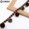 Pom-pom de 3cm de diâmetro + bola de pinha cortina renda emenda dupla cor borda lateral franja de emenda lateral