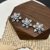 Botón de copo de nieve grande microincrustado con circonita lujo para mujer camisa cárdigan cheongsam manga cuello latón plateado ropa hebilla de cristal