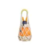 Bolsa de Malla para Botella de Agua de Moda Portátil Multihilo Tejida a Mano Multicolor Bolsa de Malla Colgante Cubierta para Botella de Vino Cubierta para Taza de Café Estilo Ins