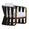 Sofá de ocio para exteriores, silla individual de ratán con protección solar, modelo de patio exterior, sala de estar, área de descanso, mesa de centro pequeña, combinación de muebles