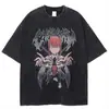 Camiseta Gráfica de Anime Quente Chainsaw Man Camiseta Lavada Vintage