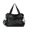 Bolso de hombro de cuero suave de gran capacidad transfronterizo, bolso de mano estilo motocicleta retro, bolso tote casual y elegante