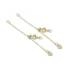 Cadena de Extensión de Perlas Ajustable de Oro Real 18K que Conserva el Color, Cadena de Cola con Colgante de Corazón, Accesorios DIY de Cadena Extendida