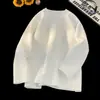 Marca de moda transfronteriza estilo americano sudadera con textura para hombre primavera y otoño corte holgado cuello redondo camiseta básica simple manga larga