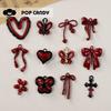 Ankora Serie Rojo Vino Aleación DIY Arco Pequeño Colgante DIY Pulsera Hecha a Mano Collar Aretes Accesorios con Cuentas