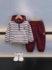 8971 Conjunto de Moletom para Meninos Roupa de Primavera e Outono Infantil 2026 Novo Estiloso Falso Duas Peças Roupa de Manga Longa Roupa Esportiva para Bebê