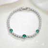 Pulsera de Tenis con Incrustaciones de Diamantes Completos de Rubí Sintético, Rubí, Zirconio Blanco, Lujo Ligero, Alta Gama, Azul Mar, Cristal Afilado con Incrustaciones