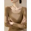Andy tejido punto minimalista francés Otoño/Invierno 2026 Estilo delgado Corte ajustado Favorecedor cuello en U Capa interior Capa base Top