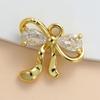 Pendientes pulsera colgante adorno DIY hecho a mano con forma extraña de mariposa de trébol de cuatro hojas con incrustaciones de oro real de 18k y cobre bañado en circonitas