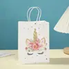 Bolsa de Papel Kraft de Unicornio con Estampado Dorado Foil Bolsa de Regalo Bolsa de Compras Papel Kraft Amarillo Bolsa de Regalo Navideña Venta Caliente Transfronteriza