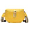 Bolsa Selim Feminina Denk em Couro Genuíno 2025 Nova Moda Tendência Casual Primeira Camada Couro Bovino Bolsa de Peito Tiracolo de Ombro Único