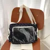 Bolsa tote de lona estilo japonês, grande capacidade, bolsa de ombro, bolsa transversal, bolsa com pinos temáticos de anime, bolsa versátil para estudantes e pessoas que se deslocam