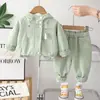 Conjunto de Jaqueta com Capuz e Zíper da Moda para Meninas 2026, Conjunto Casual de Duas Peças para Bebês Meninas, Estilo Elegante
