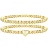 Pulsera con Corazón y 26 Letras Transfronteriza Europea y Americana, Estilo de Nicho de Moda, Diseño Simple, Pulsera de Cordón Elástico Dorado de Doble Capa para Mujer