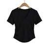 2024 Sexy Side Plissado Apertado Manga Curta Garota Gostosa Roupas Femininas Novo Top Elástico Internet Popular Camiseta Apertada