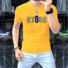 Verão Nova Moda Slim-fit Carta Top Camisa Masculina de Gola Alta de Manga Curta Camisa de Meia Manga Respirável Impressa Roupas Masculinas