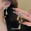 Pendientes de metal líquido irregulares con aguja de plata, diseño industrial pesado, pendientes exagerados, elegantes pendientes de moda europea y americana al por mayor