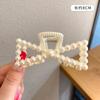 Coreia do Sul Net grampo de pérola vermelha grande fêmea de alta qualidade clipe de tubarão elegante grampo de cabelo de volta hairpin