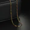 Cadena para Clavícula Cuadrada de Eslabones Anchos tipo Clip de Papel Cadena Cruzada Estilo Ins Moderna Versátil Cadena de Acero Inoxidable Chapada en Oro de 18K