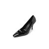 Dois Tipos de Sapatos de Salto Alto Elegantes Pequenos Sexy com Fivela de Cristal de Água Sapatos de Salto Alto Primavera 2023 Salto Fino Bico Quadrado Pequeno Couro Envernizado Camada Única para Mulheres