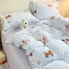 Colección nueva 2026: Juego de ropa de cama de cuatro piezas, 100% algodón, engrosado, cepillado y estampado, que incluye una funda de edredón, una sábana plana y una sábana ajustable