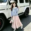 Atuendo elegante y moderno estilo escolar para niña, un vestido hermoso y bonito, falda nueva de longitud media estilo coreano