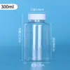 Botella de plástico de 30 ml/50 ml, botella cuadrada pequeña, botella dispensadora con tapa de cápsula transparente, botella pequeña de PET de grado alimenticio de boca ancha para medicamentos