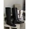 Botas largas vintage de estilo francés para mujer, botas ajustadas para otoño e invierno 2026 con aumento interno de altura, botas largas de caña alta para mujer